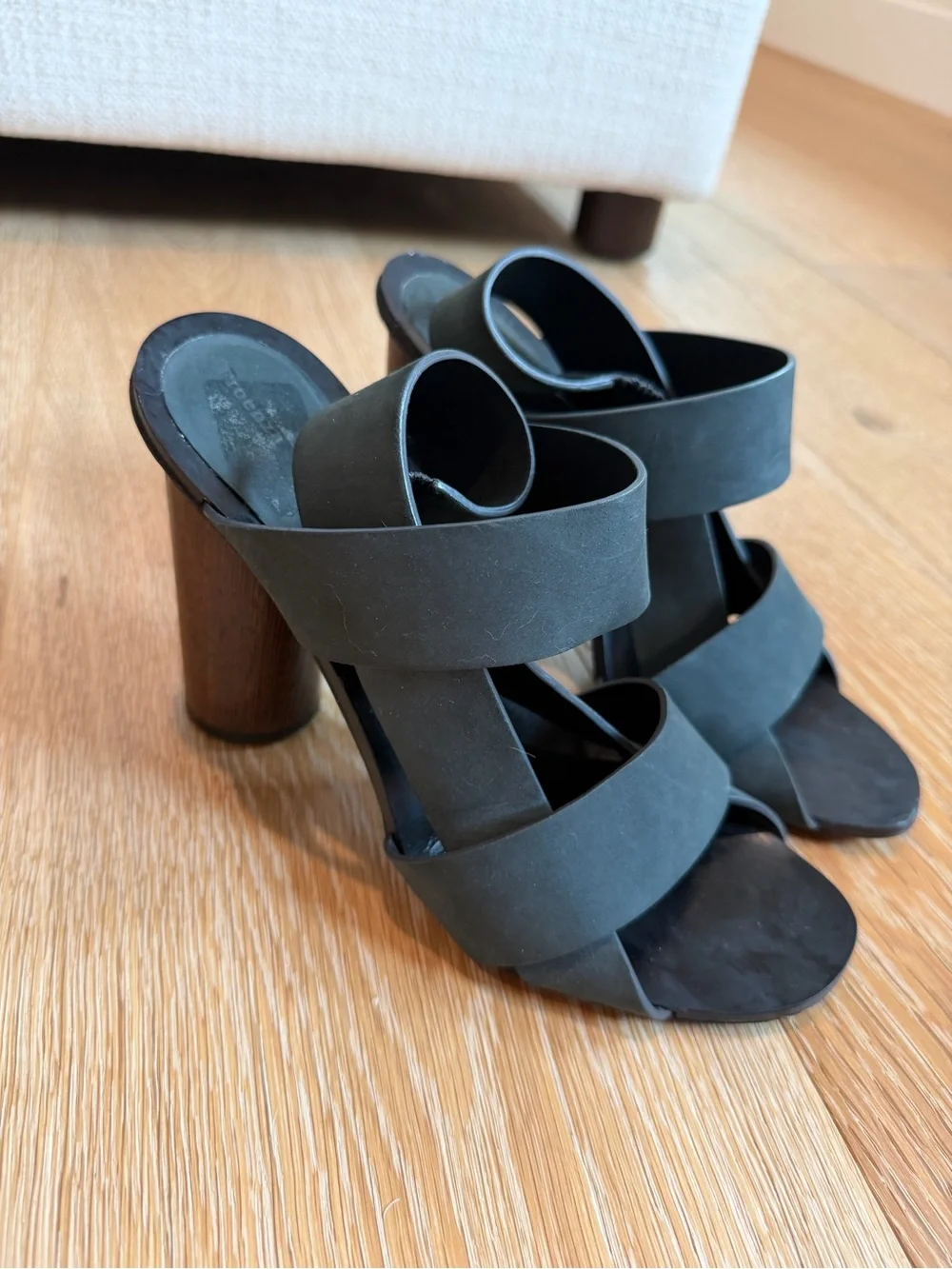 Proenza Schouler • Charcoal Strappy Wood Heels